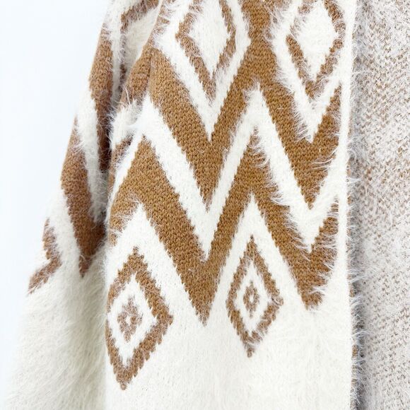 &Merci Womens Cardigan M Boho Southwestern Chevron Knit Open Front Cozy Comfy - Picture 3 of 6